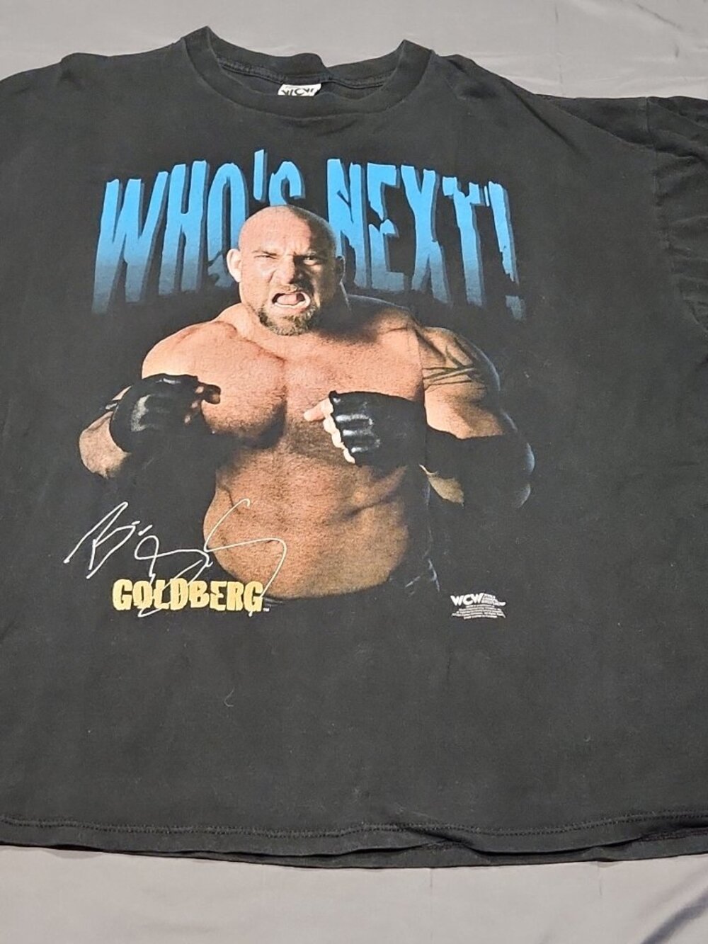 WCW Goldberg "Who's Next" Black Graphic Wrestling Shirt T-Shirt Size XL VTG